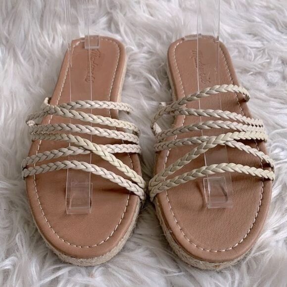 MADEWELL Kathryn Espadrille Slide Sandal braided Leather straps cream NWOT - Picture 11 of 11